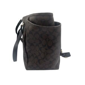 Coach Signature Canvas Diaper Bag Brown Black Monogram Tote F35414